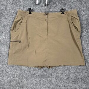 L.L. Bean Womens Size 18R Skort Skirt Tan Hiking Outdoors Gorpcore Nylon Blend